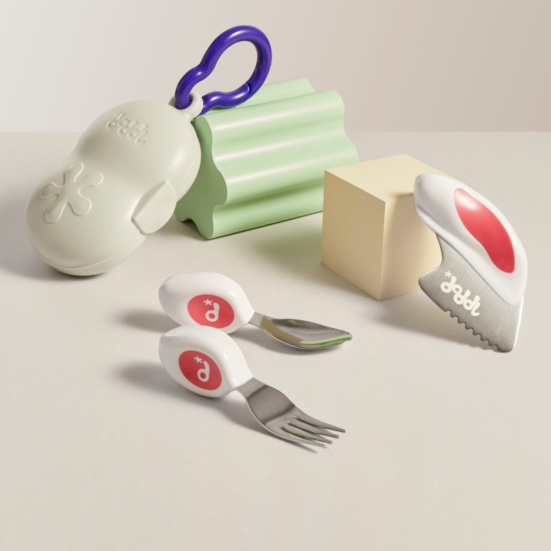 Doddl Kleinkinder-Besteckset (Löffel, Gabel & Messer) mit Besteckbox