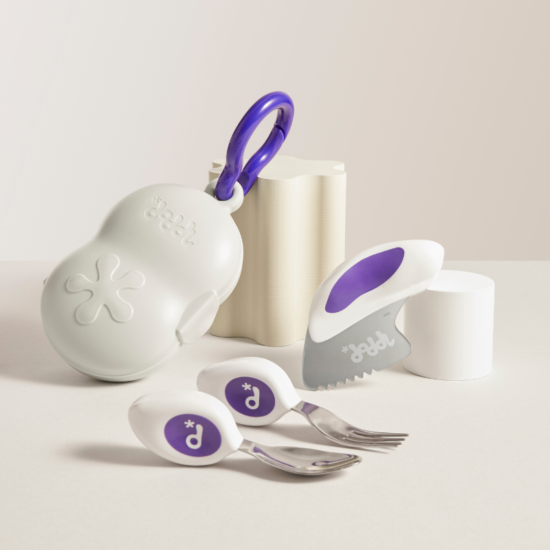 Doddl Kleinkinder-Besteckset (Löffel, Gabel & Messer) mit Besteckbox