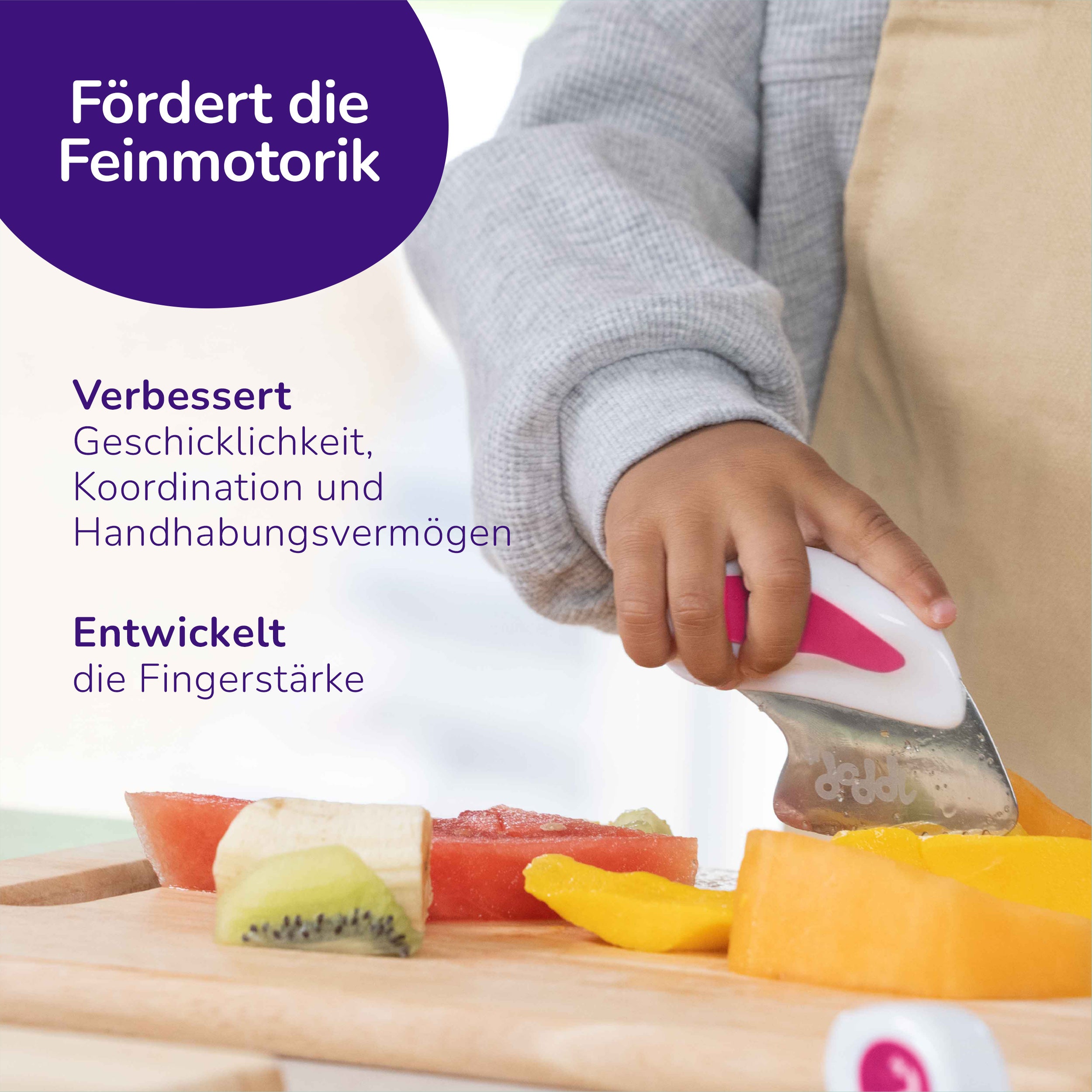 doddl Besteckset für Kleinkinder (Löffel, Gabel und Messer).