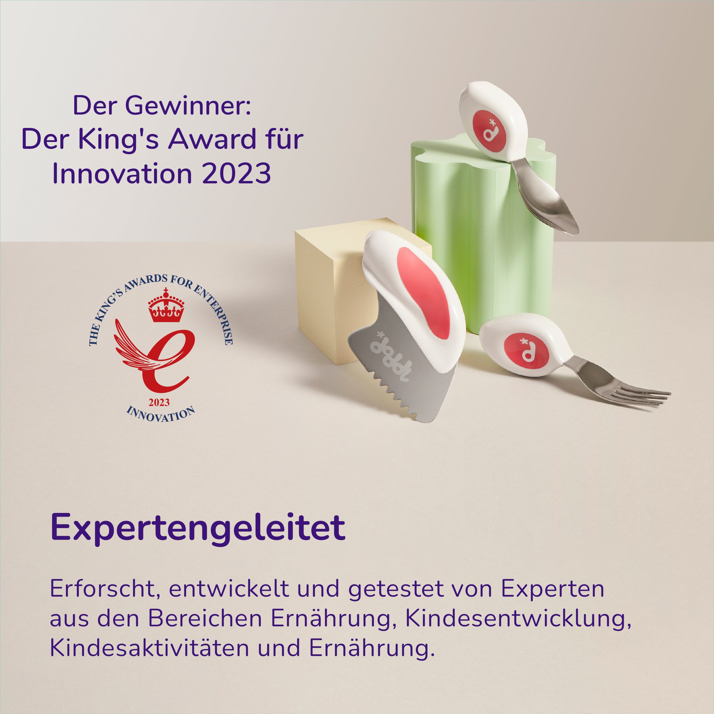 doddl Besteckset für Kleinkinder (Löffel, Gabel und Messer).